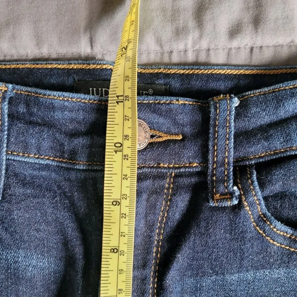 Judy Blue High Waist Wide Leg Denim Jeans Size 7 28 Dark Wash Pockets Stretch